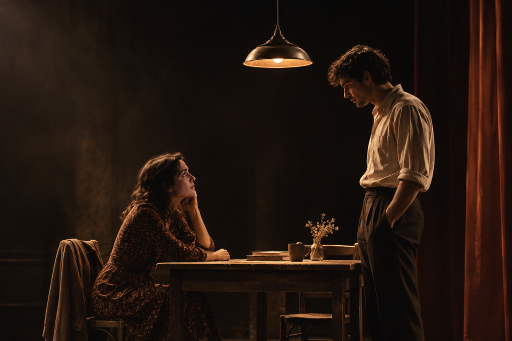 Escena teatral para la sección de producción y gestión cultural
